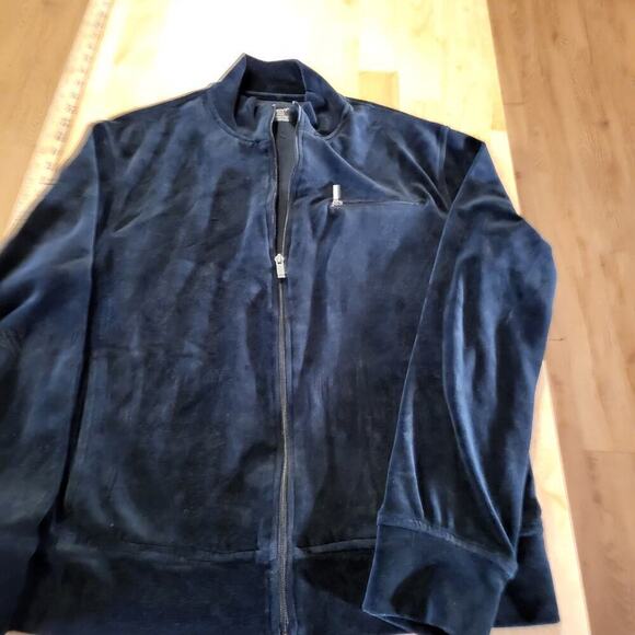 Black Terry Full Zip DKNY Track Jacket Cotton Blend Medium - Picture 1 of 15